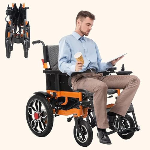 Silla de ruedas eléctrica para adultos, plegable, todo terreno, resistente, motorizada, portátil, de largo alcance, soporta 330 libras para personas mayores