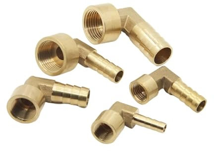 MEXEWORD 1 pz. Raccordo a Gomito in Ottone con Spina 8~16mm Portagomma X 1/4 3/8 1/2 Adattatore connettore accoppiatore filettato Femmina for Carburante Gas Acqua Rame(OD 10mm 3/8)