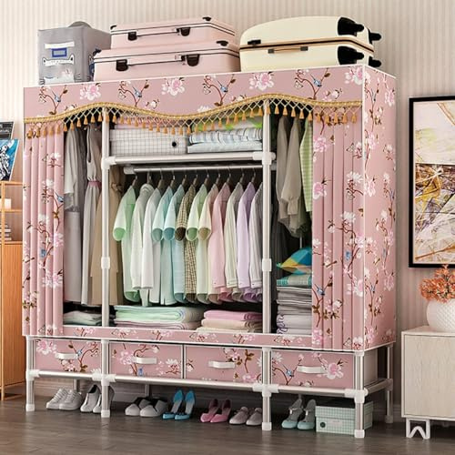 FFYUTING Kleiderschrank aus Segeltuch, tragbarer Kleiderschrank, Kleiderregale, Aufbewahrungsorganizer, Hängegarderobe aus Stoff für das Schlafzimmer, 163 x 45 x 172 cm