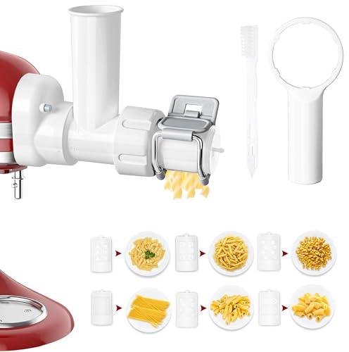6 IN 1 Gourmet Pasta Aufsatz für KitchenAid Standmixer, Extruder Pasta Maker Aufsatz mit 6 verschiedenen Formen Auslass für KitchenAid Standmixer, Pasta Press Outlet Kitchenaid Mixer Zubehör