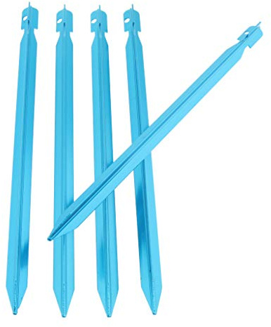 5 estacas triangulares de aluminio para tienda de campaña, 23 cm, color azul