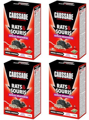 CAUSSADE Anti Rats & Souris - Efficacité Radicale - Lieux Secs - 6 Sachets Céréales - Prêt à l'emploi - Une Ingestion Suffit - Fabriqué en France - 150g CARSCBR150 (600g)
