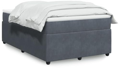 MOBCANT Boxspringbett mit Matratze, Betten Doppelbett Tagesbett Familienbett Geeignet für Hotel Wohnungen Gästezimmer Schulen Dunkelgrau 120x190 cm Samt