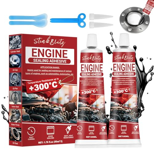 Dichtmasse Motor Schwarz, Motordichtmasse Hitzebeständig ölbeständig,RTV Silikon, -50℃ bis +300℃,Dichtmittel für Auto Motorrad,Getrieben,Zylinderkopfdichtung, Ölwanne Dichtmasse 50ml, 2 Stück