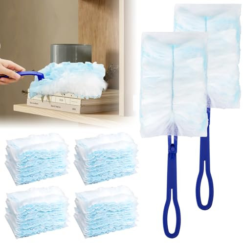 40 Stück Staubmagnet Set, Staubwedel für Duster Tücher mit 2 Handgriff, Staubtuch Antistatisch Nachfüllung, Reinigungsstaub Staubtücher Ersatz-Aufsätzen, Staubwedel zum Reinigen von Staub, Schmutz