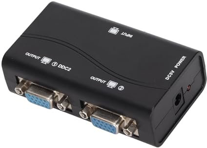 Brrnoo VGA Splitter, 1 in 2 Out 250 MHz USB -Antrieb 1920x1440 1080p in Chip Video Splitter -Kabeladapter mit USB Kabel für Bildschirm Duplizierung