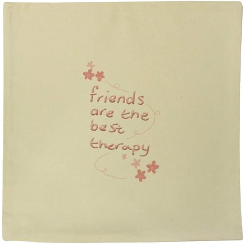 40cm x 40cm 'Friends Are The Best Therapy ' Canvas Cushion Cover (CV00039598)