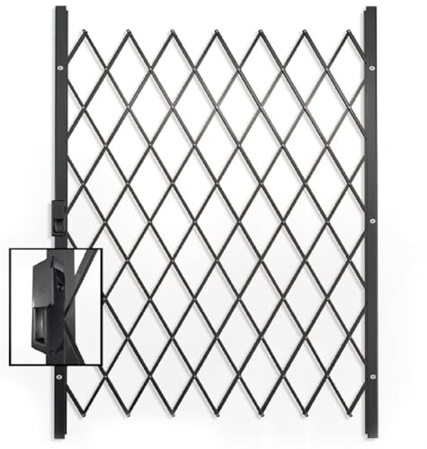 Single Xpanda Security Gate, 2000mm (79) High, Flexible Expanding Saftidor, Folding Trellis Barrier, Scissor Barricade or Home Security Door, Black (1800mm W x 2000mm H SAFGB)