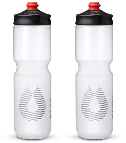 HydraPak | Polar Bottle - Breakaway Surge Lightweight Bike Water Bottle 2-Pack - High Flow, Cycling & Sports Squeeze Bottle (Clear, 880ml / 30oz)