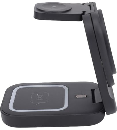 Plyisty Chargeur sans Fil Rapide 15W, Support de Chargeur sans Fil Magnétique de 3 sur 1, Quai de Charge de Nuit HT 542, Compatible avec Le Téléphone iOS et