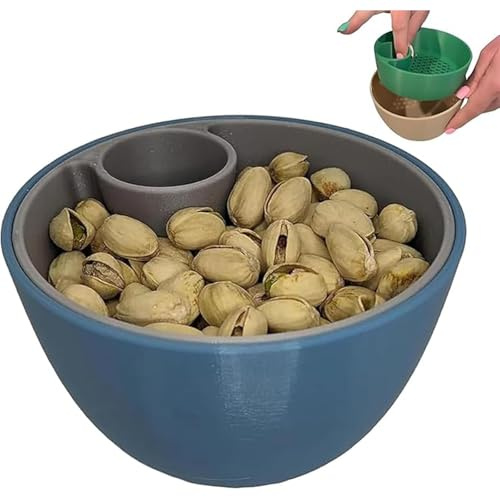 JJIAGOLD Pistaschskålset med dubbla kammare med skalförvaringshållare – premium snacks-serveringsskål för nötter, frön och skal, snygg bordsskiva, mellanmålsskål, platsbesparande och lätt att rengöra