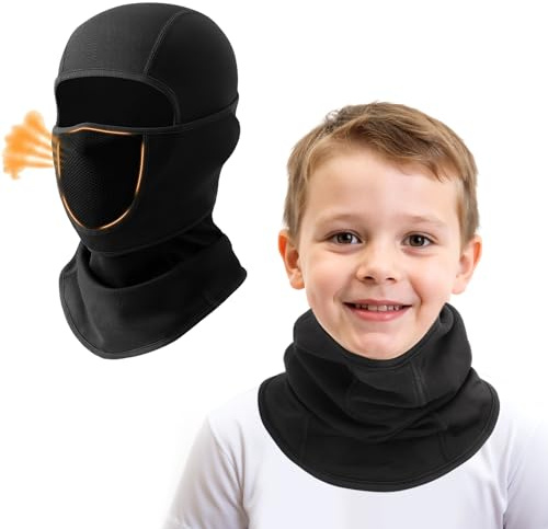 AYPOW Passamontagna Invernale in Pile Termico con Foro Traspirante per Bambini 4-10Anni, Multifunzionale Antivento Caldo Maschera da Sci Ciclismo, Berretti Cappello per Ragazzi Ragazze all'Aria Aperta