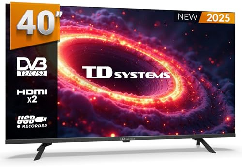 TD Systems - Televisor 40 Pulgadas Full HD no Smart TV, televisión TDT 2025, televisores con 3 años de garantía, 2X HDMI, USB Reproductor y Grabador - PRIME40K21F