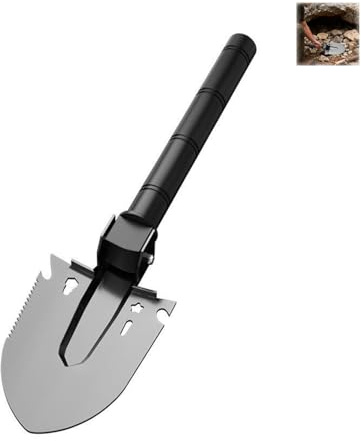 Klappspaten, Klappschaufel, Einfach Tragbar, Rostfrei Spaten aus Hochwertiger legierter Stahl, Abnehmbar Schaufel für Überleben/Schneeschaufeln/Garten/Camping