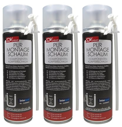 SDV Chemie Montageschaum B2 3x 500ml Bauschaum | Füllschaum, Adapterschaum, Dämmschaum