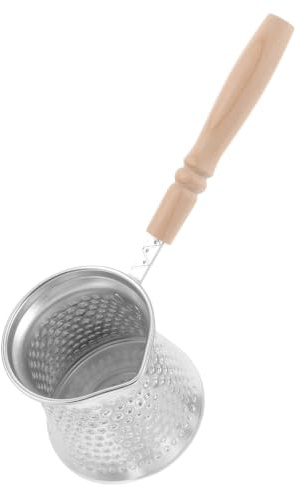 Abaodam Cafetera Turca de Cobre con Asa y Mango de Madera, 350ml, Plata, Tecnología de Arena, Calentamiento Uniforme, para Hogar y Oficina