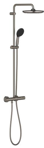 GROHE Vitalio Start 250 Shower System Set, Brushed Anthracite, 26677AL1 | 250mm Head Shower, 110mm Hand Shower with 2 Spray Patterns, TurboStat Constant Temperature, SafeStop, ShockProof Design