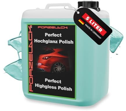 PORZELACK® Luxus Autopolitur, Hochglanz Polish 5L Kanister - Für alle Lacke - Schwarz, Weiß, bunte & Metallic-Lacke - Politur zum Kratzer entfernen & für frische Farben
