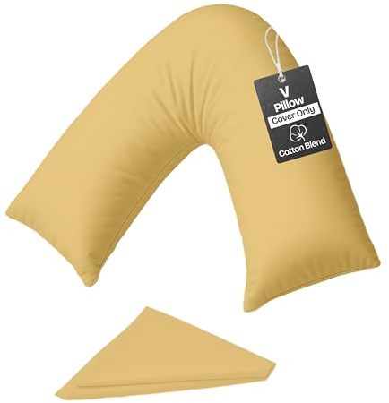 Rohi Latte V Shaped Pillowcase – Soft & Breathable V Pillow Cover – Hypoallergenic Triangle Pillow Case – Envelope Closure – Back Support Orthopaedic Nursing V Pillowcase Covers Only (Latte)