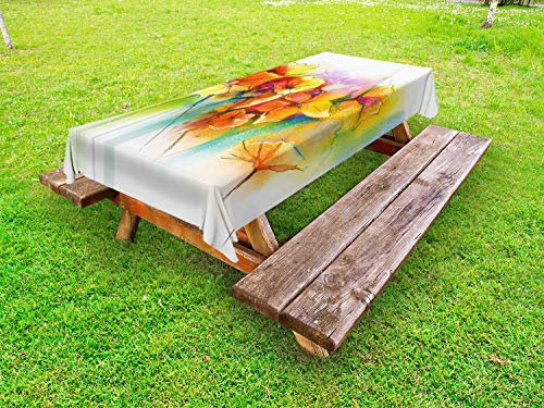 ABAKUHAUS Blumen Outdoor-Tischdecke, Herbst-Blumen-Blumenstrauß, dekorative waschbare Picknick-Tischdecke, 145 x 210 cm, Mehrfarbig
