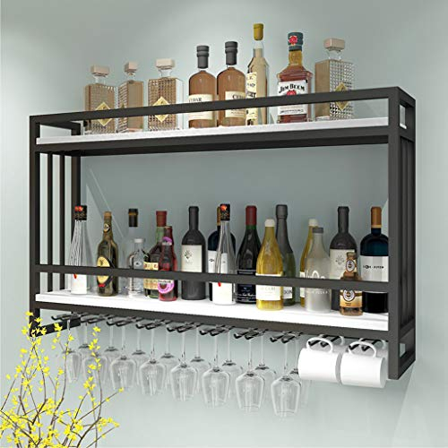 Wine rack Wall-mounted Hanging Wine Glass Holder 2-layer Storage Industrial Wine Cabinet Shelves High Glass Rack Iron Bottle Holder With Partitions For Bars, Wine Cellars, Home, Kitchens