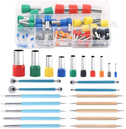Keadic 90 Pieces Round Polymer Clay Cutters Mold & Wood Pottery Clay Sculpting Tools & Double-Ended Ball Styluses Dotting Tools & Silicone Clay Sculpting Tools for Ceramic Slay Art Projects Sculpting