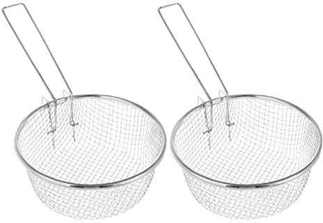Drahtkorb zum Kochen – 2 Stück – kommerzielle Edelstahl-Frittierkörbe mit Griff – Fritteusensieb – 17,8 cm