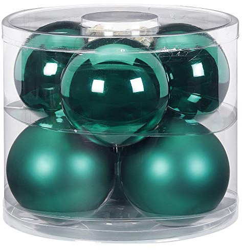 MAGIC Weihnachtskugeln Glas 10cm 6 STK. Christbaumkugeln Christbaumschmuck (Deep Forest Grün)