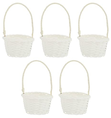 5stücke Pastoral Stil Kunststoff Rattan Körbe Kleine Aufbewahrungskörbe Für Blumen Und Obst Handgewebte Deko Körbe Für Zuhause 9X9cm