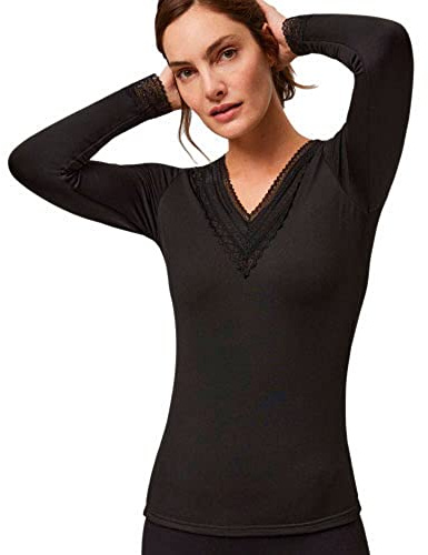 YSABEL MORA - 70012 Camiseta Mujer termica Cuello Pico Color: Negro Talla: S-XL