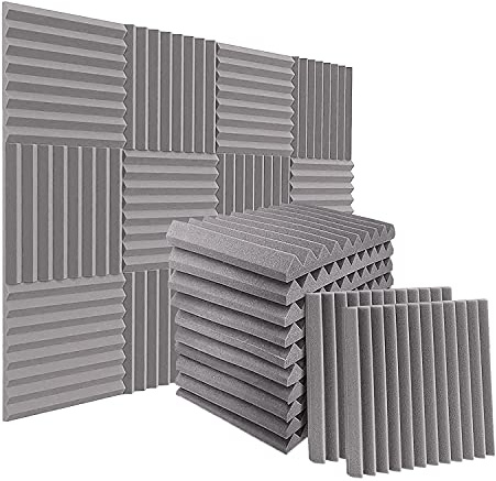 Jufjsfy Akustische Schaumstoff-Paneele, 24 Stück, 30,5 cm x 30,5 cm (1 ) x 30,5 cm (1 ) x 30,5 cm (12 ) x 30,5 cm (12 ) x 30,5 cm (12 )
