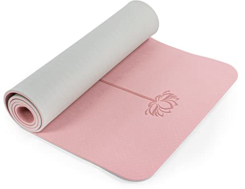 Marjar Yogamatte Rutschfest Gymnastikmatte TPE Fitnessmatte für Yoga Übungsmatte mit Tragegurt Sportmatte 183 cm x 61 cm x 0.8 cm