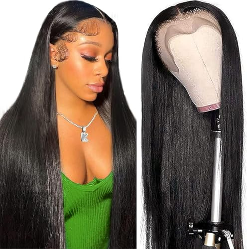 RXY 13x4 Straight HD Lace Front Wig Human Hair Echthaar Perücke 180 Density Brasilianische Perücke Damen pre plucked mit Babyhaar 20 Zoll(51cm)