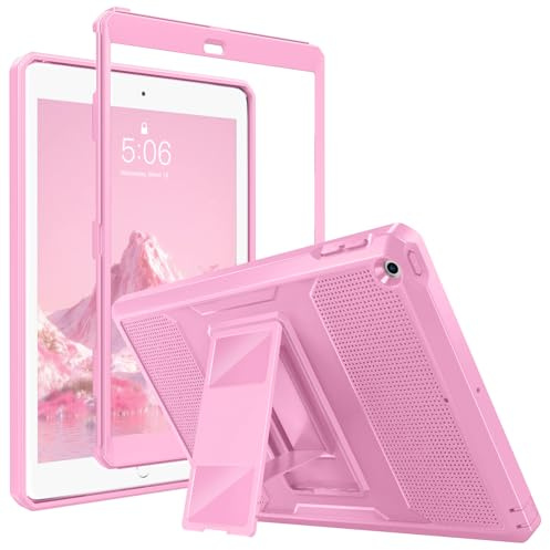 MoKo Étui pour iPad 9.7 2018/2017, iPad 6ème Génération/iPad 5ème Génération - Housse de Protection Antichoc avec Protecteur d'Écran Intégré & Support Robuste pour iPad 9.7 Pouces, Bouquet Rose