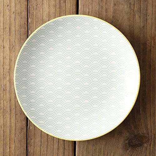 Cubiertos de cerámica Plato de Cena doméstico de Doble propósito, Estilo japonés Creativo bajo vidriado Plato de Cena de cerámica Plato Redondo Hondo para el hogar Plato Retro Azul y bl
