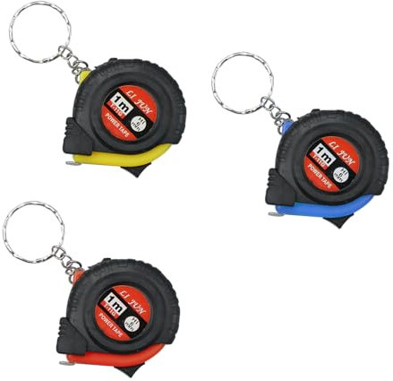wocpvm Lot de 3 Petit mètre ruban 1M avec porte-clés Métal rétractable Mini mètre ruban avec porte-clés Métrique et pouces Rétractable Règle pour Construction de Mesure (3 Couleurs)