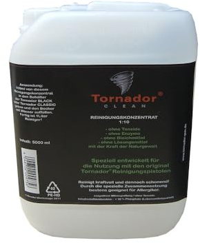 Tornador Clean 1L/5L – Reinigungskonzentrat-Lösung mit Tensiden, Enzym- und Lösungsmittelfrei – Keine aggressiven Chemikalien für die Verwendung mit Air Pulse Auto-Reinigungspistolen (5 Liter)
