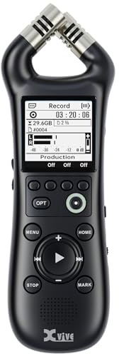 Xvive - XV1-R Digitaler Handheld-Recorder mit integrierten Mikrofonen - WAV-Aufnahme Mono Stereo