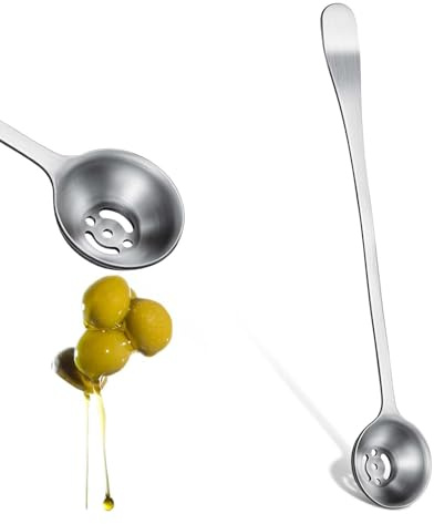 Cuchara de aceituna de acero inoxidable para pepinillos con agujero de drenaje, cuchara ranurada, cucharas de cocina, tarro, herramientas de servir para aceitunas, encurtidos, cebollas, cerezas