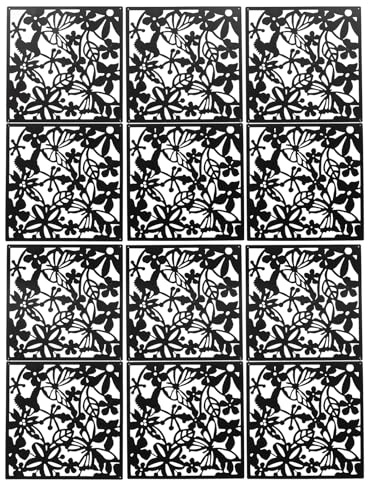 Tyvotrend 12 Stück Hängender Raumteiler, Paravent Hängepaneel Trennwand Hängend Bildschirm, for Innen Wohnzimmer Home Hotel Office Dekoration, Schwarz, 40 x 40 cm