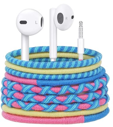 URIZONS Cuffie In-Ear con Jack 3.5mm - Microfono e Controllo del Volume, Cavo Intrecciato Colorato cuffiette, Antimacchia e Anti-Groviglio, Compatibili con iPhone, Huawei, Samsung e Altri Dispositivi