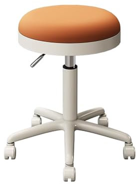 Friseur Hocker mit Rollen Hoch Drehhocker Höhenverstellbarer 47-64cm Bürohocker Ergonomisch Werkstattstuhl Erhältlich(Orange)
