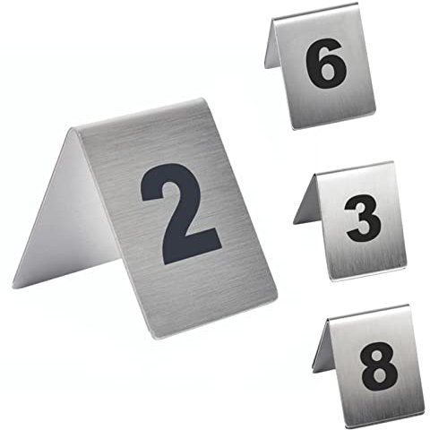 UQACHG Tischnummern Aus Edelstahl, Tischschilder, Teller, Zahlen 1-25, 1-50, 1-100, 2 Stile, L-Typ Oder V-Typ, Für Restaurants, Bars, Partys, Hochzeiten, Tischnumme,V Type-1 to 100