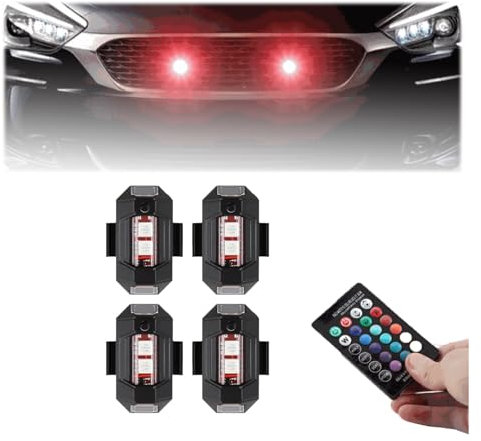 Mini lumières d'avertissement d'urgence, lumières stroboscopiques LED sans fil avec télécommande, lumière stroboscopique LED sans fil anti-collision étanche à sept couleurs, for avions volants, motos,