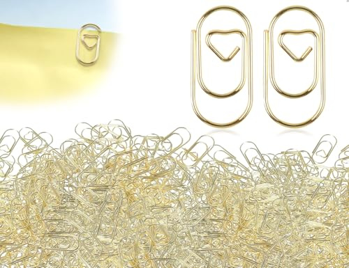 Emezddo 130 Stück Büroklammern,Herz Motiv Klein Metall Aktenklammer,verwendet für Zuhause Büro DIY Dekorative Postkarten Fotos Zertifikate Rechnungen Bastelarbeiten(Gold)