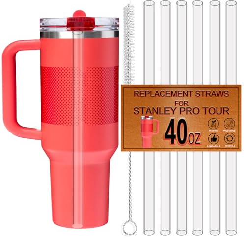 Paquete de 6 pajitas para vaso Stanley Protour de 40 onzas, popote de repuesto para Stanley Quencher Pro Tour Flip Straw de 40 onzas, reutilizable, apto para lavavajillas, apto para alimentos, sin BPA