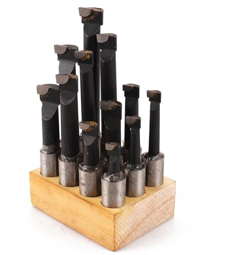 Oudtinx 12-Piece 3/4 Boring Bar Set - C6 Carbide Tipped Lathe Tools Kit for Metal Turning, Drilling, Milling (Includes Base) | For Metal Turning, Drilling, Milling (Includes Base)