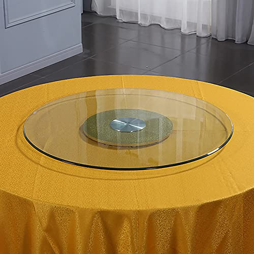Bandeja giratoria grande para mesa de comedor redonda – Plato de vidrio templado de 24 pulgadas, base de aleación de aluminio, servicio silencioso y suave, acabado dorado, perfecto para