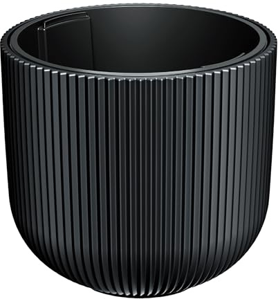Spetebo Pot de fleurs rond taille XL - 39 x 32 cm - Anthracite - En plastique - Avec bac à plantes amovible - Résistant aux intempéries - Résistant aux UV et au gel - Pot de fleurs moderne pour jardin