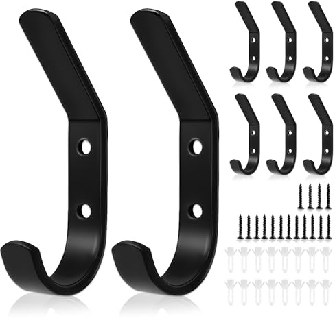 MIVITOOM 8 Pack Wall Hooks for Hanging Coat 10kg, Coat Hooks for Door Wall Mounted - Space Saving Towel Hooks for Hanging Clothes Robes Bags Keys in Bathroom Bedroom Living Room